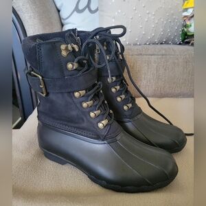 Sperry Shearwater Zip Winter Rain Snow Womens Waterproof Boots Size 6.5 M, Black